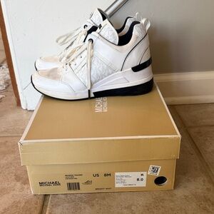 2 Day Sale!! Michael Kors White and Black Wedge Sneakers